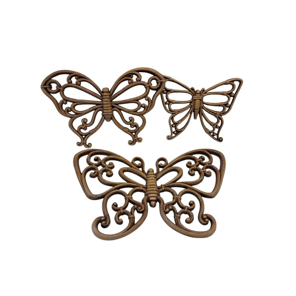 Homco Set of 3 Graduated Vintage Butterflies Wall Hangings Made in USA